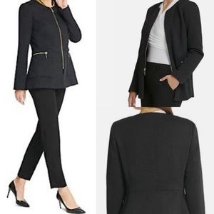 MSRP $159 Dkny Zippered Textured Jacket Black Size 6